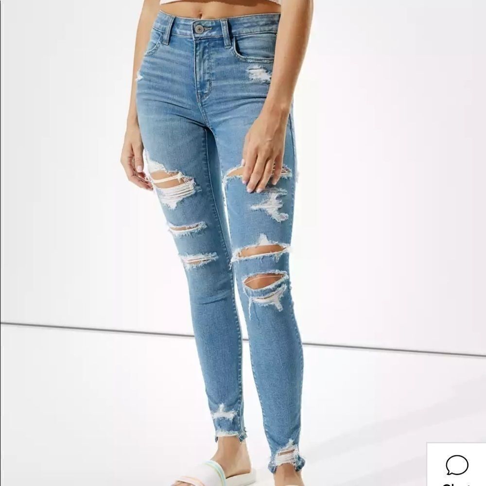 EXCELLENT DISTRESSED CONDITION AMERICAN EAGLE STRETCH HI RISE JEGGING SIZE 6